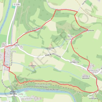 Itinéraire Randonnée Le Vey - Clécy, distance, dénivelé, altitude, carte, profil, trace GPS