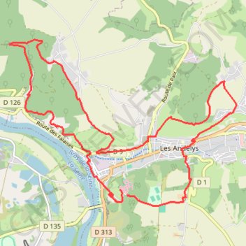 Itinéraire Les Andelys, distance, dénivelé, altitude, carte, profil, trace GPS