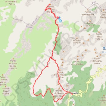 Itinéraire Col de Bavella - Mont Incudine (Corse), distance, dénivelé, altitude, carte, profil, trace GPS