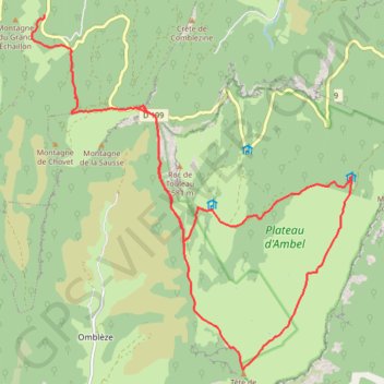 Itinéraire Plateau d ambel, distance, dénivelé, altitude, carte, profil, trace GPS
