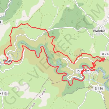 Itinéraire Gorges de la Vis - Le Moulin de la Foux - Vissec, distance, dénivelé, altitude, carte, profil, trace GPS