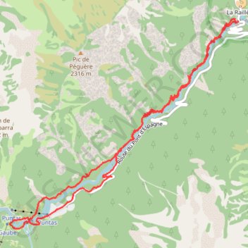 Itinéraire Pont d'Espagne - Circuit des cascades, distance, dénivelé, altitude, carte, profil, trace GPS