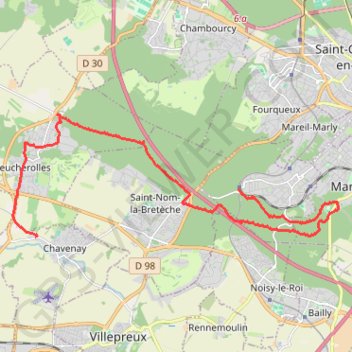 Itinéraire De Saint-Nom-la-Bretèche à Feucherolles, distance, dénivelé, altitude, carte, profil, trace GPS