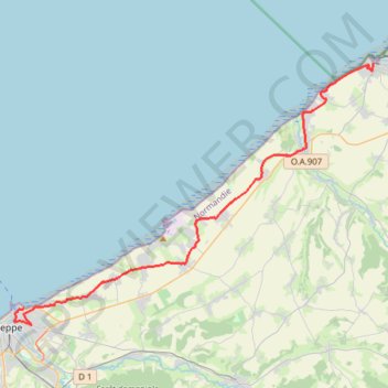 Itinéraire Le Tréport / Dieppe, distance, dénivelé, altitude, carte, profil, trace GPS