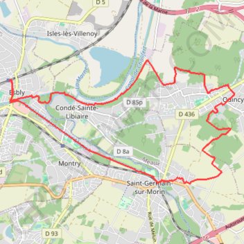 Itinéraire Saint Germain sur Morin - au confluent du Grand Morin, distance, dénivelé, altitude, carte, profil, trace GPS