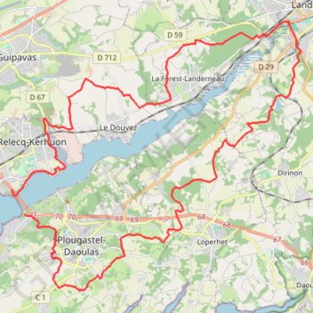 Itinéraire Randonnée du Pont Albert Louppe à Landerneau, distance, dénivelé, altitude, carte, profil, trace GPS