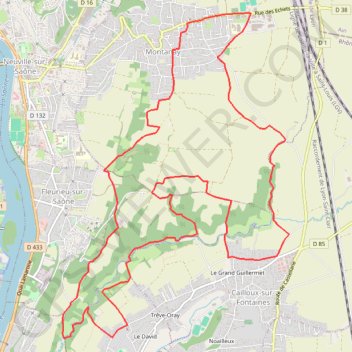 Itinéraire Montanay - Le ruisseau des Echets, distance, dénivelé, altitude, carte, profil, trace GPS