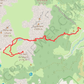 Itinéraire Dec de Lhurs depuis Anapia, distance, dénivelé, altitude, carte, profil, trace GPS