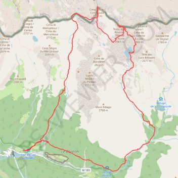 Itinéraire Cime Guilié et tête de la Ruine, distance, dénivelé, altitude, carte, profil, trace GPS