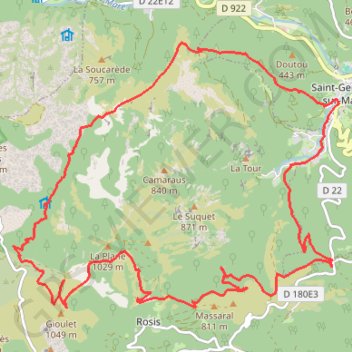 Itinéraire Le grand tour par l'Espinouse, distance, dénivelé, altitude, carte, profil, trace GPS