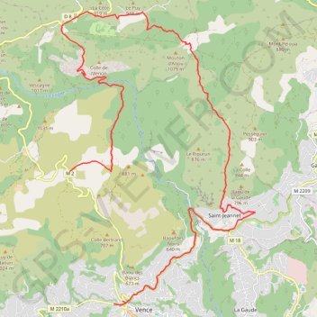Itinéraire Col de Vence Le Gourbel Saint-Jeannet, distance, dénivelé, altitude, carte, profil, trace GPS