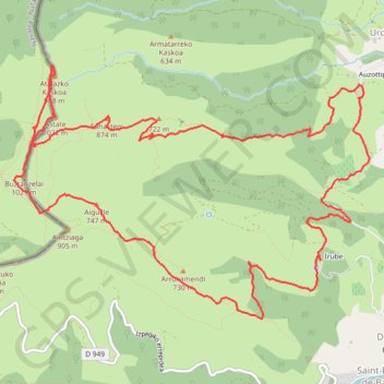 Itinéraire Buztanzelhai & Astate encircuit depuis Leizpartze, distance, dénivelé, altitude, carte, profil, trace GPS