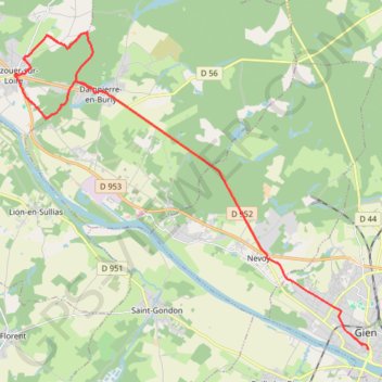 Itinéraire OUZOUER S L, distance, dénivelé, altitude, carte, profil, trace GPS