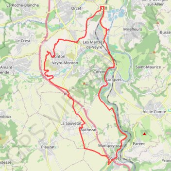 Itinéraire Les martres, distance, dénivelé, altitude, carte, profil, trace GPS