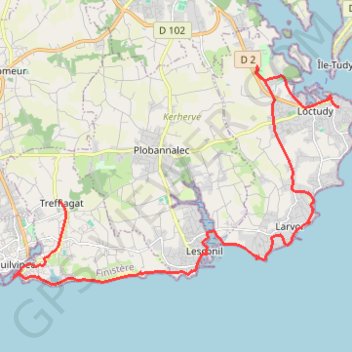 Itinéraire Treffiagat Loctudy, distance, dénivelé, altitude, carte, profil, trace GPS