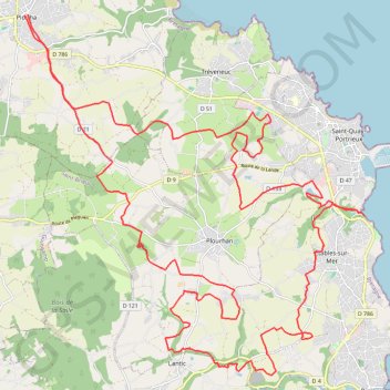 Itinéraire Plouha Lantic Binic, distance, dénivelé, altitude, carte, profil, trace GPS