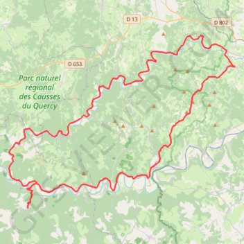 Itinéraire La vallée du Célé 92km, distance, dénivelé, altitude, carte, profil, trace GPS