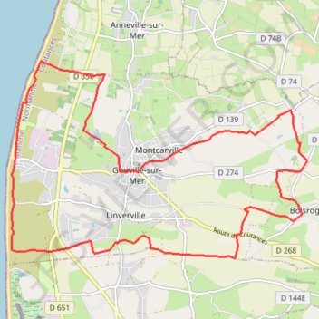 Itinéraire Boucle Rivage et bocage de Gouville, distance, dénivelé, altitude, carte, profil, trace GPS