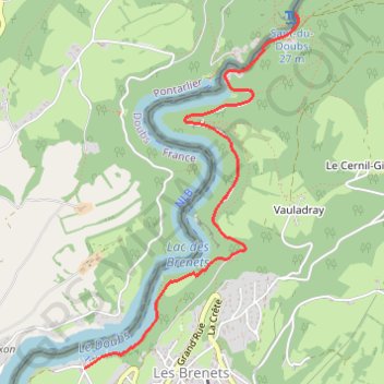 Itinéraire Saut du Doubs - Les Brenets - Col des Roches, distance, dénivelé, altitude, carte, profil, trace GPS