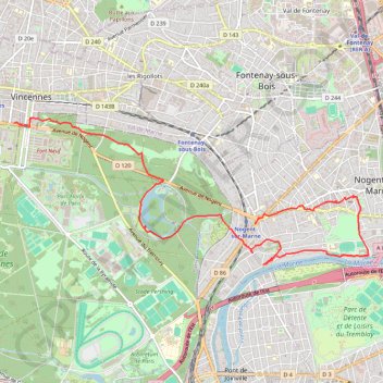 Itinéraire Vincennes - en route vers l'eldorado, distance, dénivelé, altitude, carte, profil, trace GPS