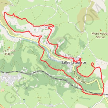 Itinéraire TraceGPS SALLES LA SOURCE BON-MNT, distance, dénivelé, altitude, carte, profil, trace GPS