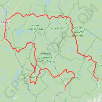 Itinéraire Boucle La Tuque et Rivière à Pierre via 411, distance, dénivelé, altitude, carte, profil, trace GPS