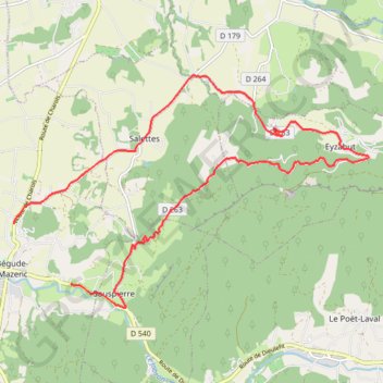 Itinéraire Eyzahut, distance, dénivelé, altitude, carte, profil, trace GPS