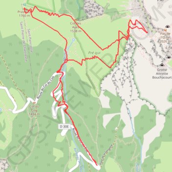 Itinéraire Pravouta et repérage de la Gorgette (Chartreuse), distance, dénivelé, altitude, carte, profil, trace GPS