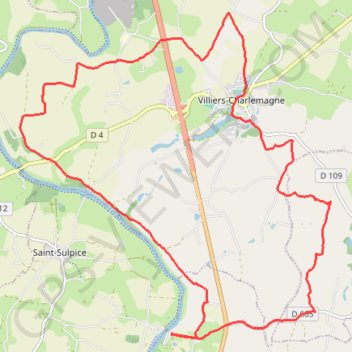 Itinéraire Villiers charlemagne 1 et 2, distance, dénivelé, altitude, carte, profil, trace GPS