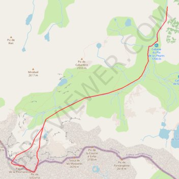 Itinéraire Pic de la Portaneille par le couloir en S, distance, dénivelé, altitude, carte, profil, trace GPS
