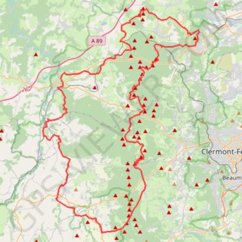 Itinéraire Puy de dome, distance, dénivelé, altitude, carte, profil, trace GPS