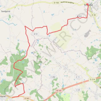 Itinéraire T06.2-Etagnac à Brigueuil, distance, dénivelé, altitude, carte, profil, trace GPS