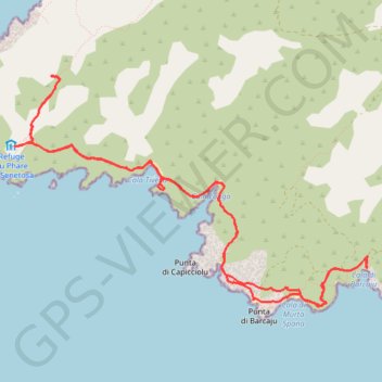 Itinéraire Senetosa tour et phare depuis Tizzano, distance, dénivelé, altitude, carte, profil, trace GPS