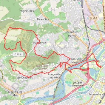 Itinéraire Randonnée des Lavoirs - Metz, distance, dénivelé, altitude, carte, profil, trace GPS