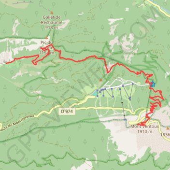 Itinéraire Montée du Ventoux par le GR4, distance, dénivelé, altitude, carte, profil, trace GPS