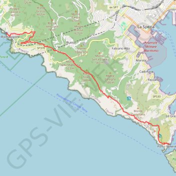Itinéraire Riommagiorre Porto venere par la corniche haute, distance, dénivelé, altitude, carte, profil, trace GPS