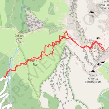 Itinéraire Dent de Crolles, Pas de l'Oeille (Chartreuse), distance, dénivelé, altitude, carte, profil, trace GPS