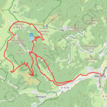 Itinéraire Vallée de La wormsa - Crêtes Vosgiennes, distance, dénivelé, altitude, carte, profil, trace GPS