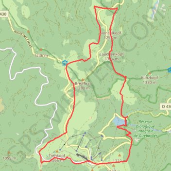 Itinéraire Lac de la Lauch, Markstein, Platzerwaesel, Lauchenkopf, distance, dénivelé, altitude, carte, profil, trace GPS