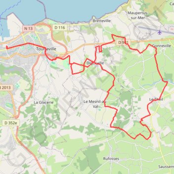 Itinéraire Cherbourg - Digosville - Le Theil, distance, dénivelé, altitude, carte, profil, trace GPS