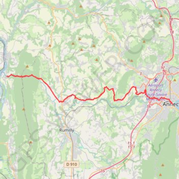 Itinéraire Via Rhôna : Annecy - Seyssel, distance, dénivelé, altitude, carte, profil, trace GPS