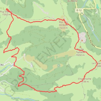 Itinéraire Crêtes entre Salers et Mandailles : du Puy Chavaroche au Puy Violent, distance, dénivelé, altitude, carte, profil, trace GPS