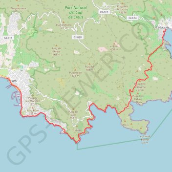 Itinéraire [Itinéraire] (E 12 - GR 92) Cadaqués - Rosas, distance, dénivelé, altitude, carte, profil, trace GPS