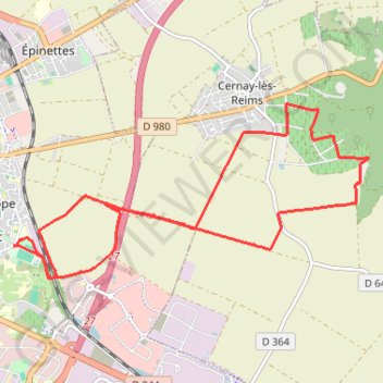 Itinéraire De Reims à Cernay, distance, dénivelé, altitude, carte, profil, trace GPS