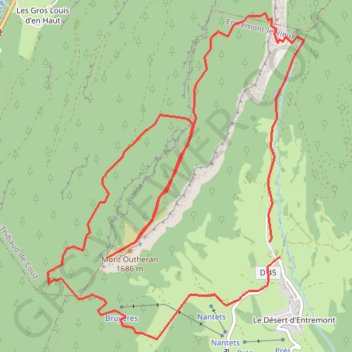 Itinéraire Mont Outheran, distance, dénivelé, altitude, carte, profil, trace GPS