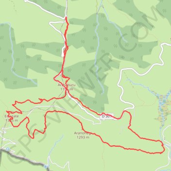 Itinéraire Arthaburu, Errozate, Arranohegi en circuit depuis le col d'Arthé, distance, dénivelé, altitude, carte, profil, trace GPS