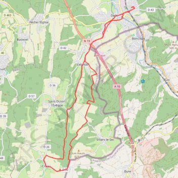 Itinéraire De Delle à Croix, distance, dénivelé, altitude, carte, profil, trace GPS