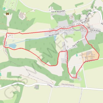 Itinéraire Hautefontaine, distance, dénivelé, altitude, carte, profil, trace GPS