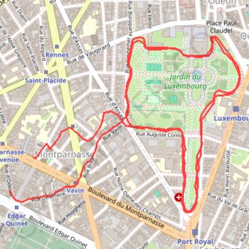 Itinéraire Jardin du Luxembourg, distance, dénivelé, altitude, carte, profil, trace GPS