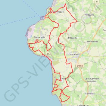 Itinéraire Rando des Caps - Flamanville, distance, dénivelé, altitude, carte, profil, trace GPS